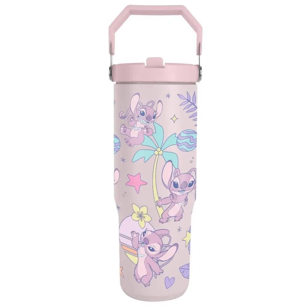 Bicchiere termico Bambini Angel Stitch Rosa Pastel con manico e Tapa antigoccia 3/6