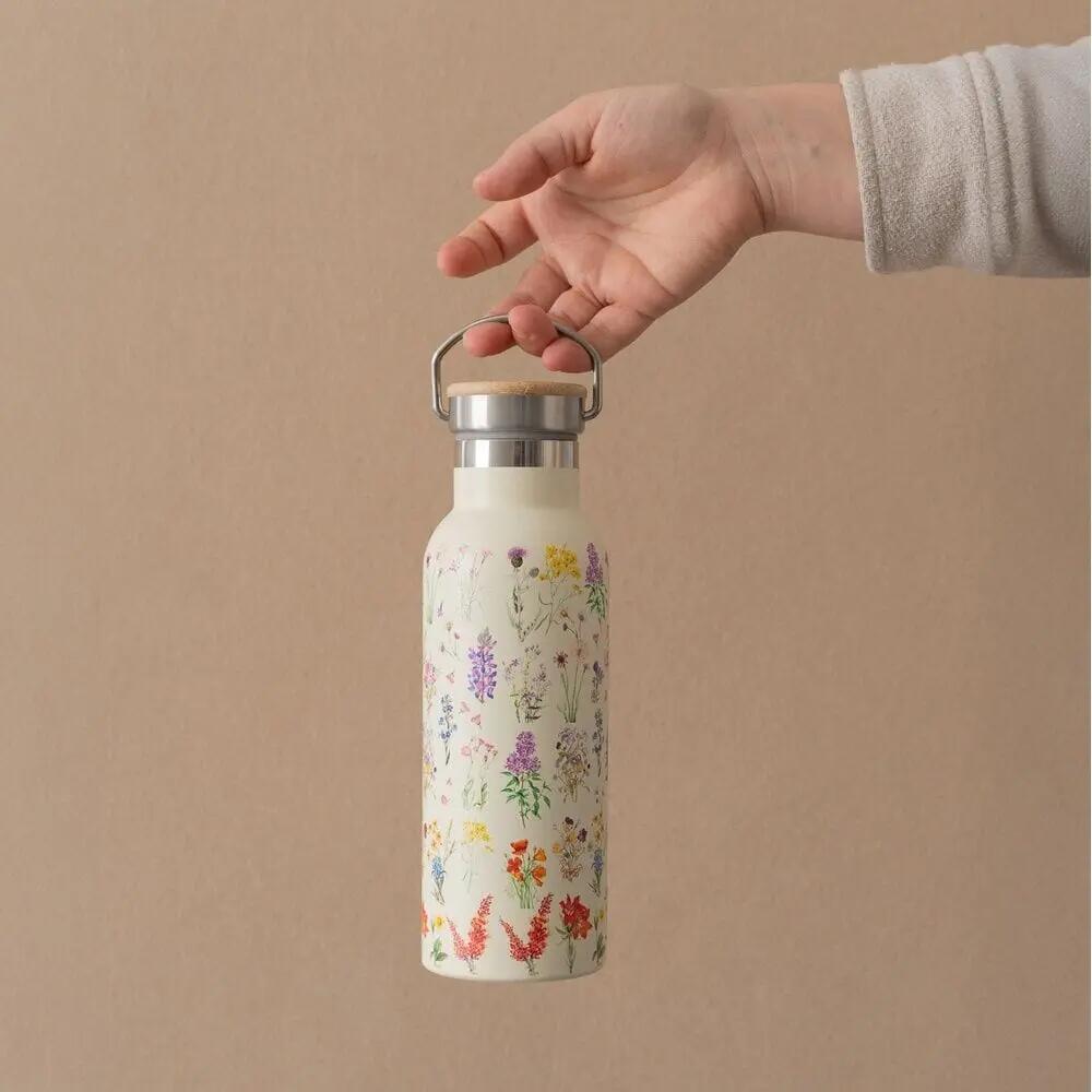 Gourde en acier inoxydable Wild Flowers avec Tapón Hermético Blanca 0,5 L 4/4
