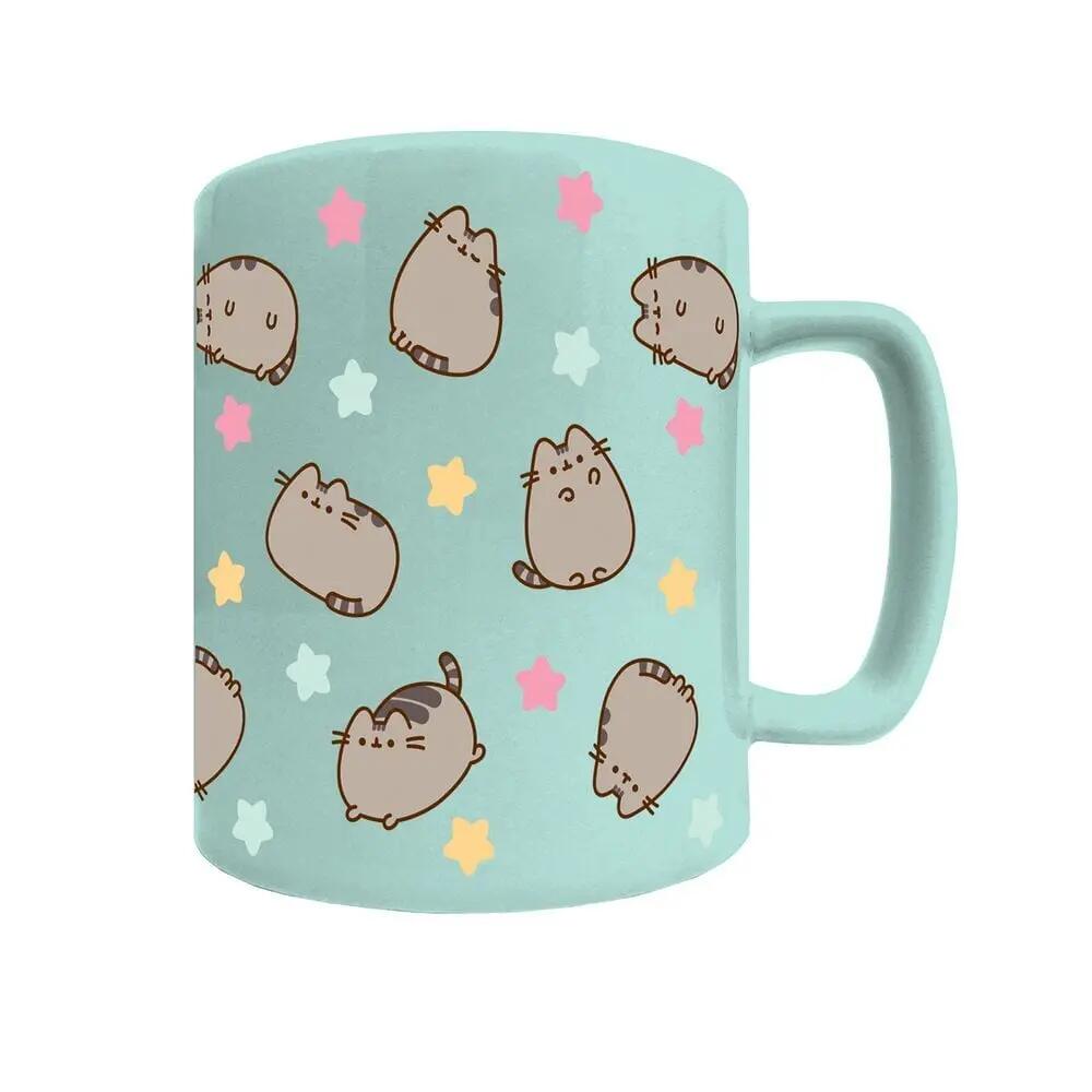 Taza Pusheen de Cerámica con Funda de Peluche Extraíble Turquesa e Gris 0,45 L 5/6