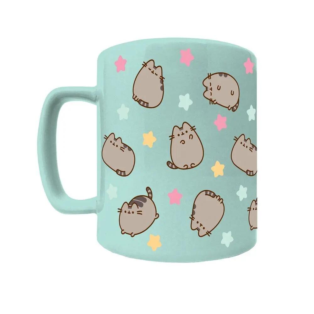 Taza Pusheen de Cerámica con Funda de Peluche Extraíble Turquesa e Gris 0,45 L 4/6