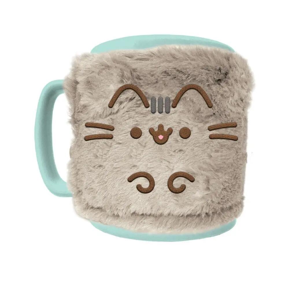 Taza Pusheen de Cerámica con Funda de Peluche Extraíble Turquesa e Gris 0,45 L 2/6