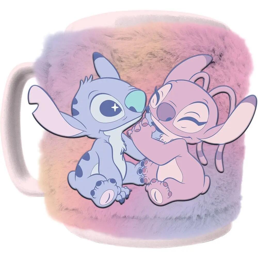 Taza con Funda de Peluche Bambini Angel & Stitch Rosa Pastel, Cerámica 0,45 L 3/5