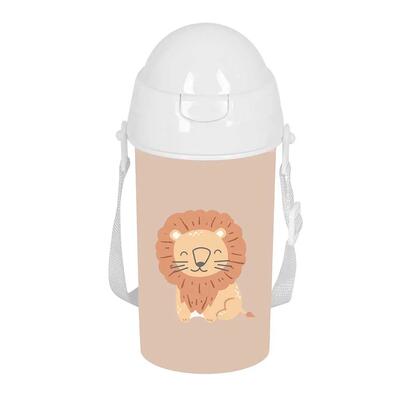 Kinderdrinkfles giraf met rietje en automatische opening roze 0,5 l