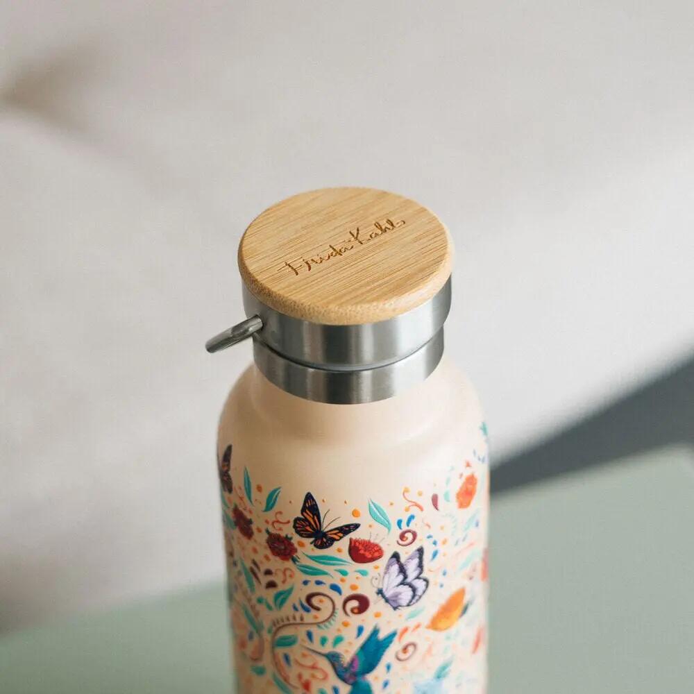 Trinkflasche aus Edelstahl Frida Kahlo Viva la Vida Beige mit Tapón 0,5 L 6/6