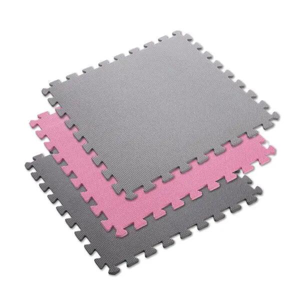 Tapete encaixe One Fitness 10mm rosa/cinza 9 peças 9/15