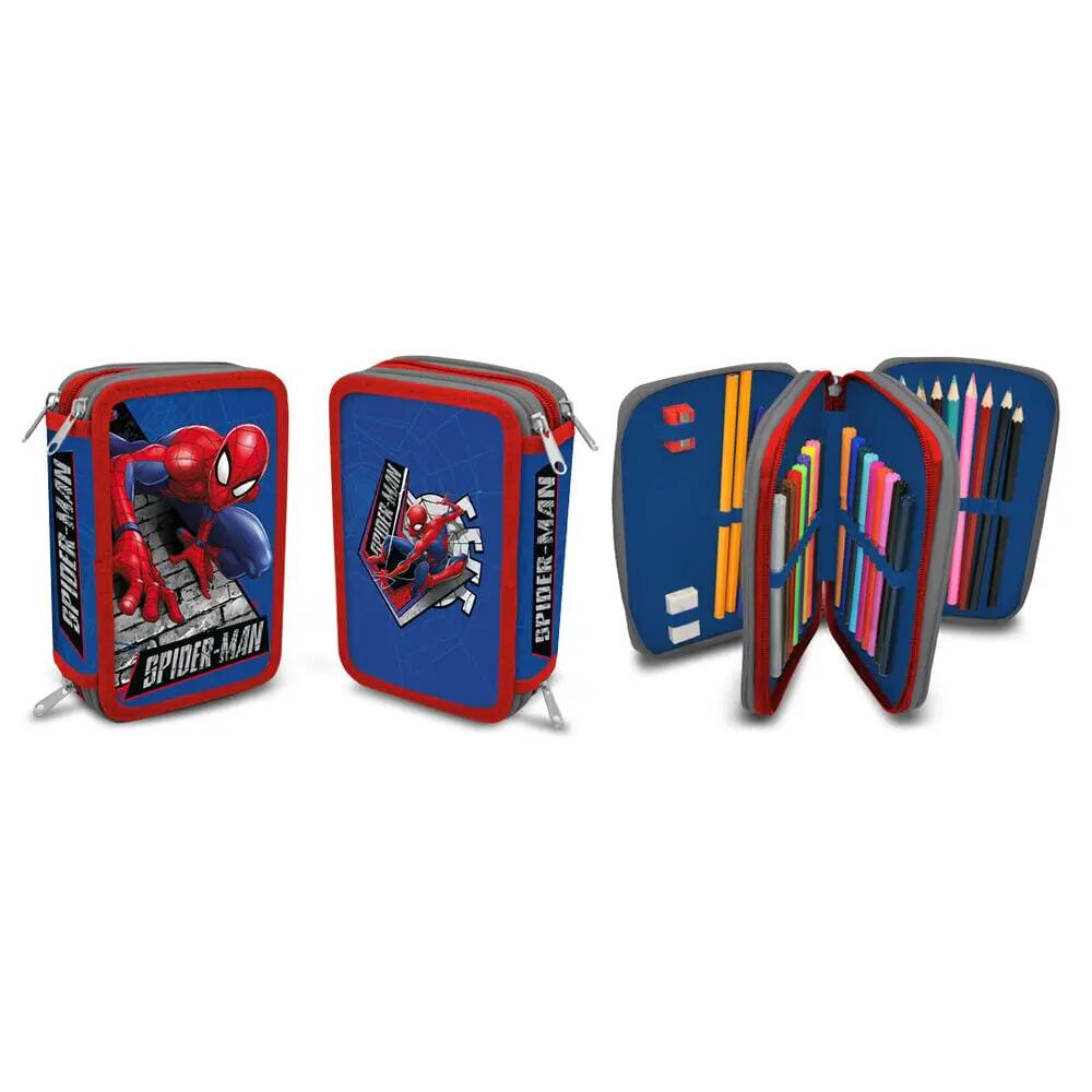 Spiderman Kinder-Federmäppchen mit Zubehör und Reißverschluss, 19,5 x 12,5 x 6,5 2/3
