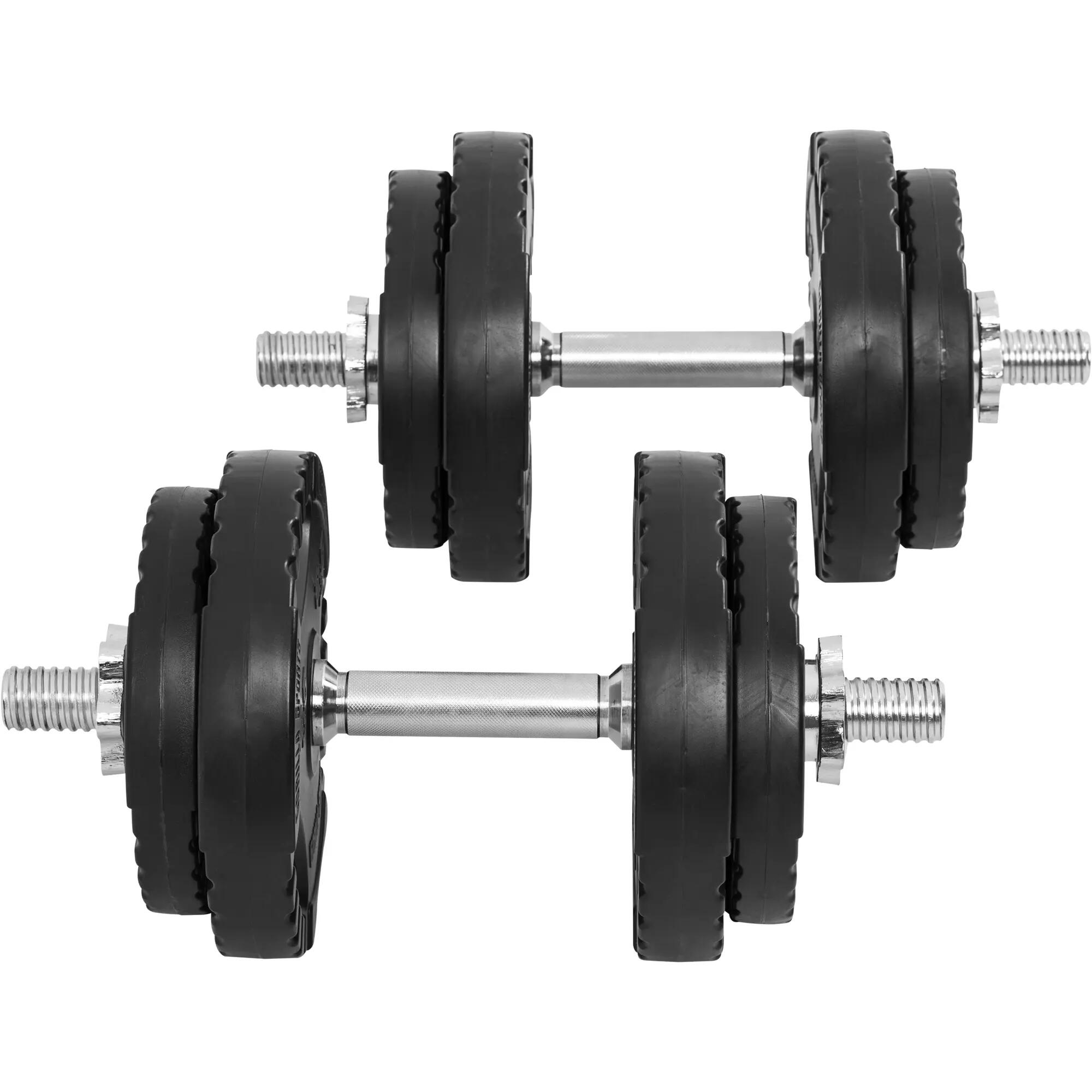 KIT HALTÈRES COURT 20KG AVEC DISQUES PLASTIQUES GRIP | MUSCULATION | 30MM/31MM 3/7