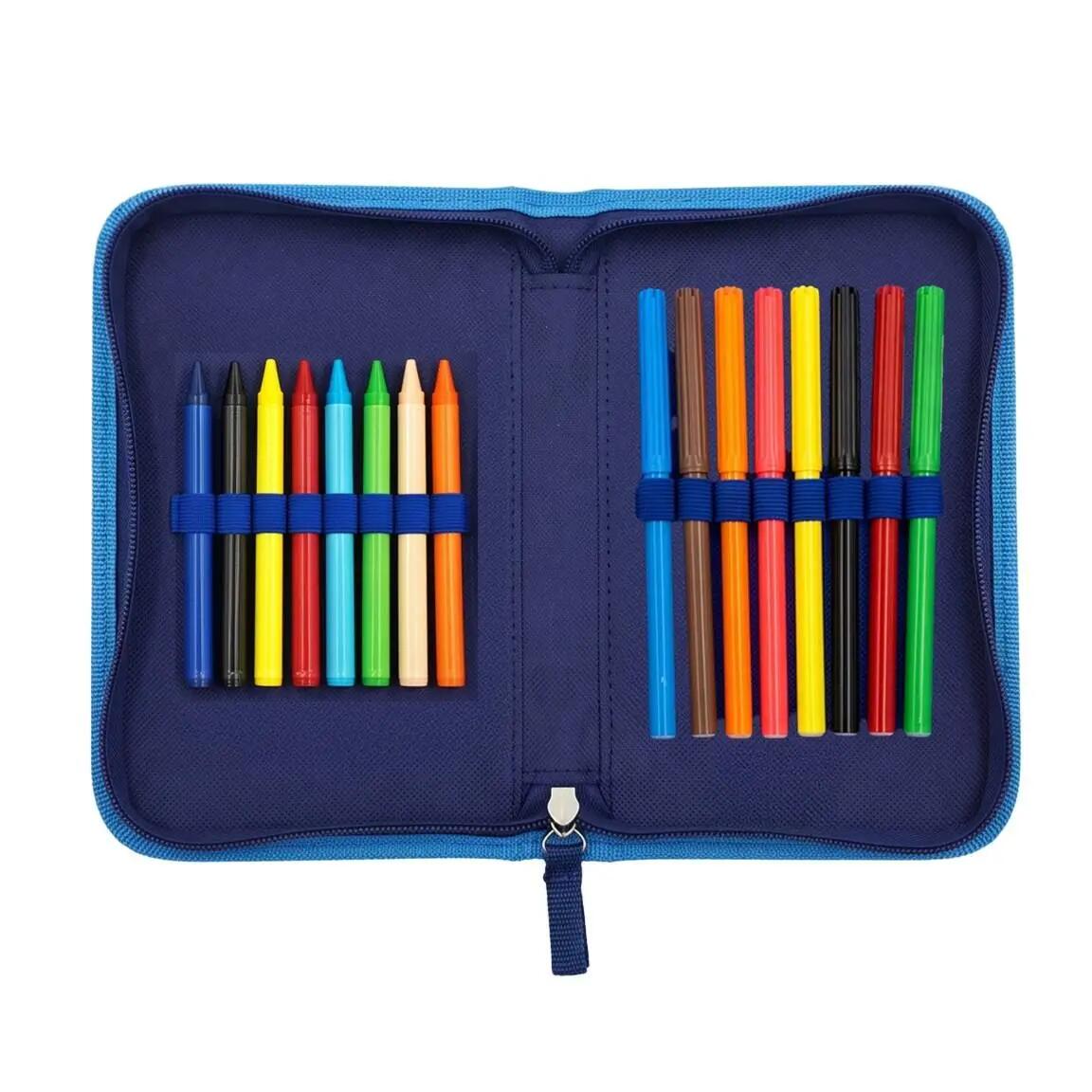 Astuccio triplo Blackfit8 Petals per bambini con 37 pezzi blu turchese 7/7