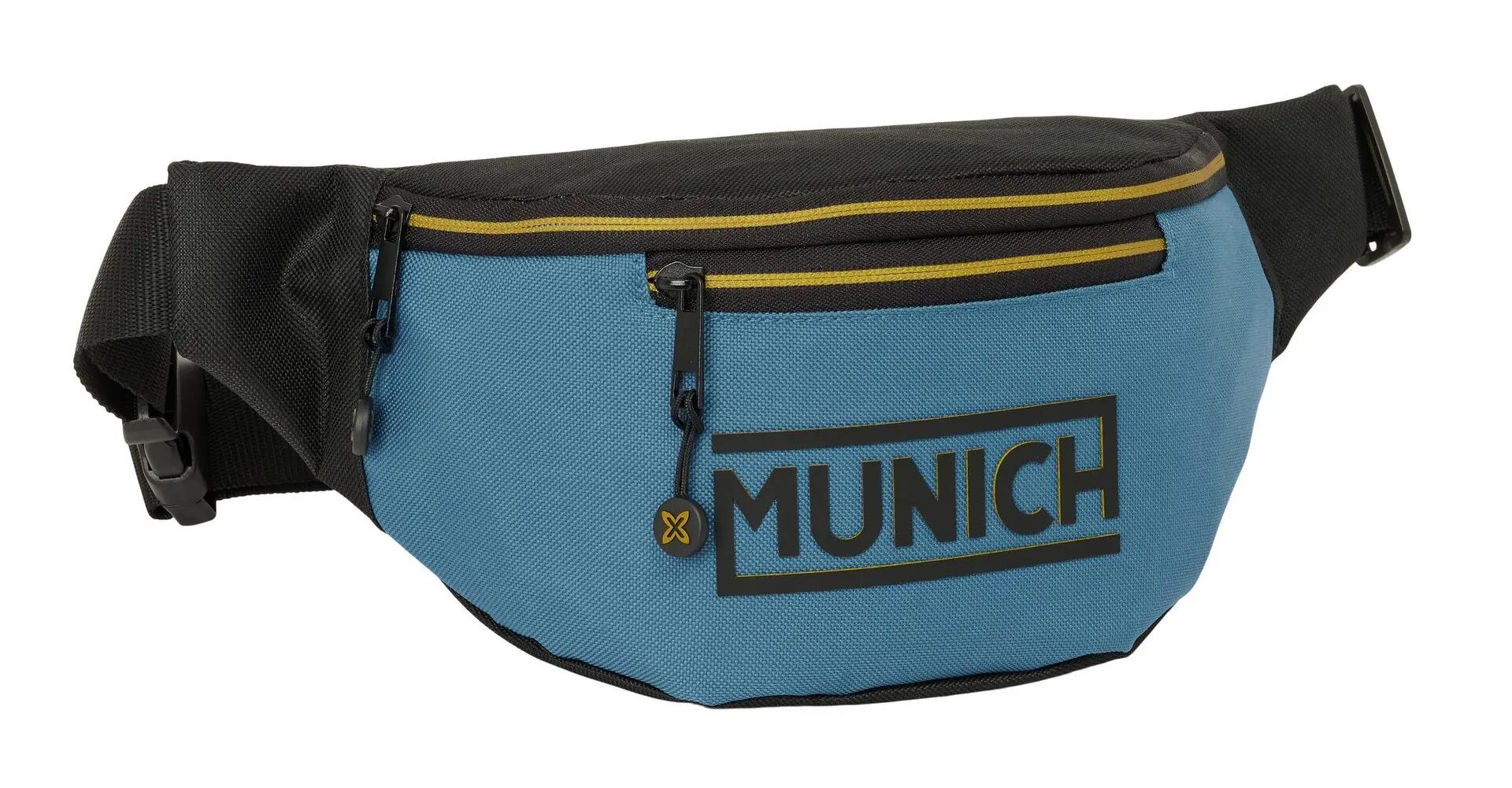 Marsupio da viaggio adulto Munich con cerniere e cinghia regolabile blu e nera 2/5