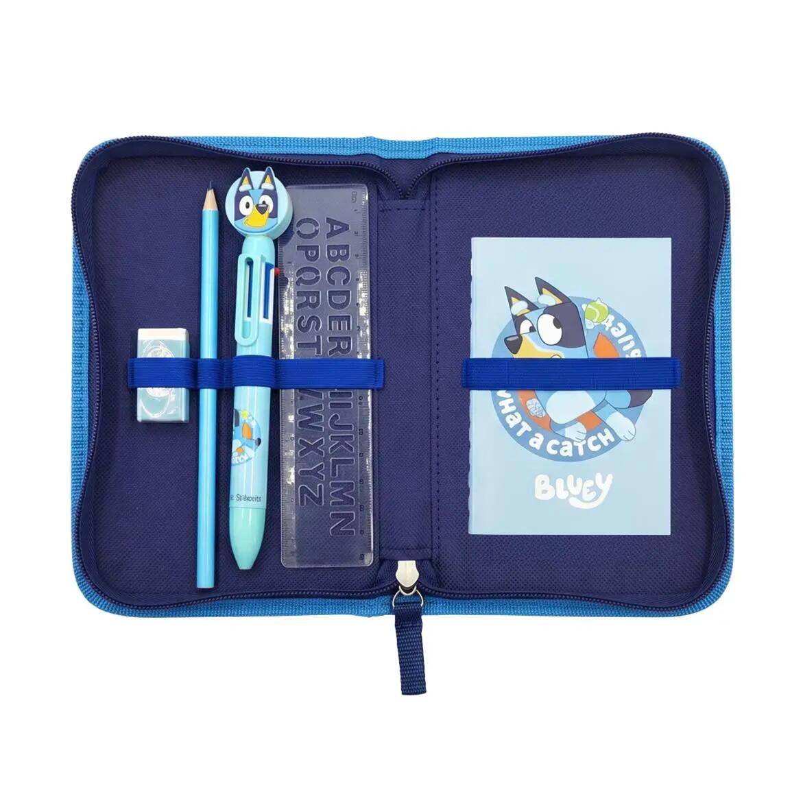 Astuccio triplo Blackfit8 Petals per bambini con 37 pezzi blu turchese 6/7