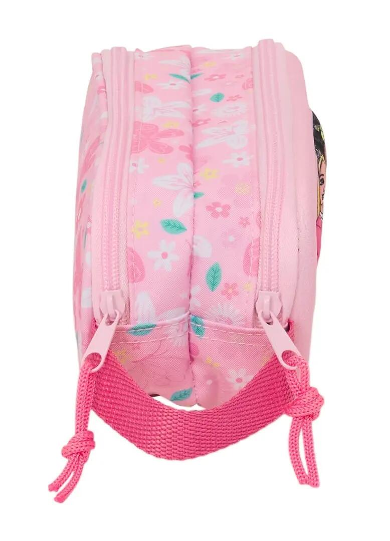 Astuccio triplo Barbie Ballet per bambini con 3 scomparti e cerniere, rosa 5/5