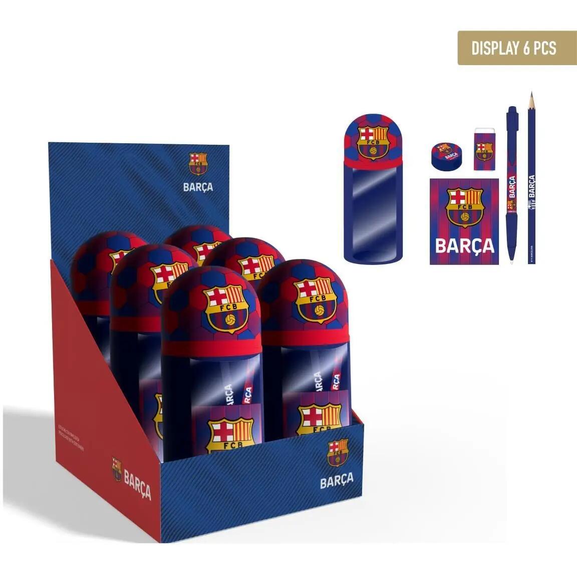 Estuche Portatodo Infantil FC Barcelona de Peluche con Cremallera Azul Marino 2/3