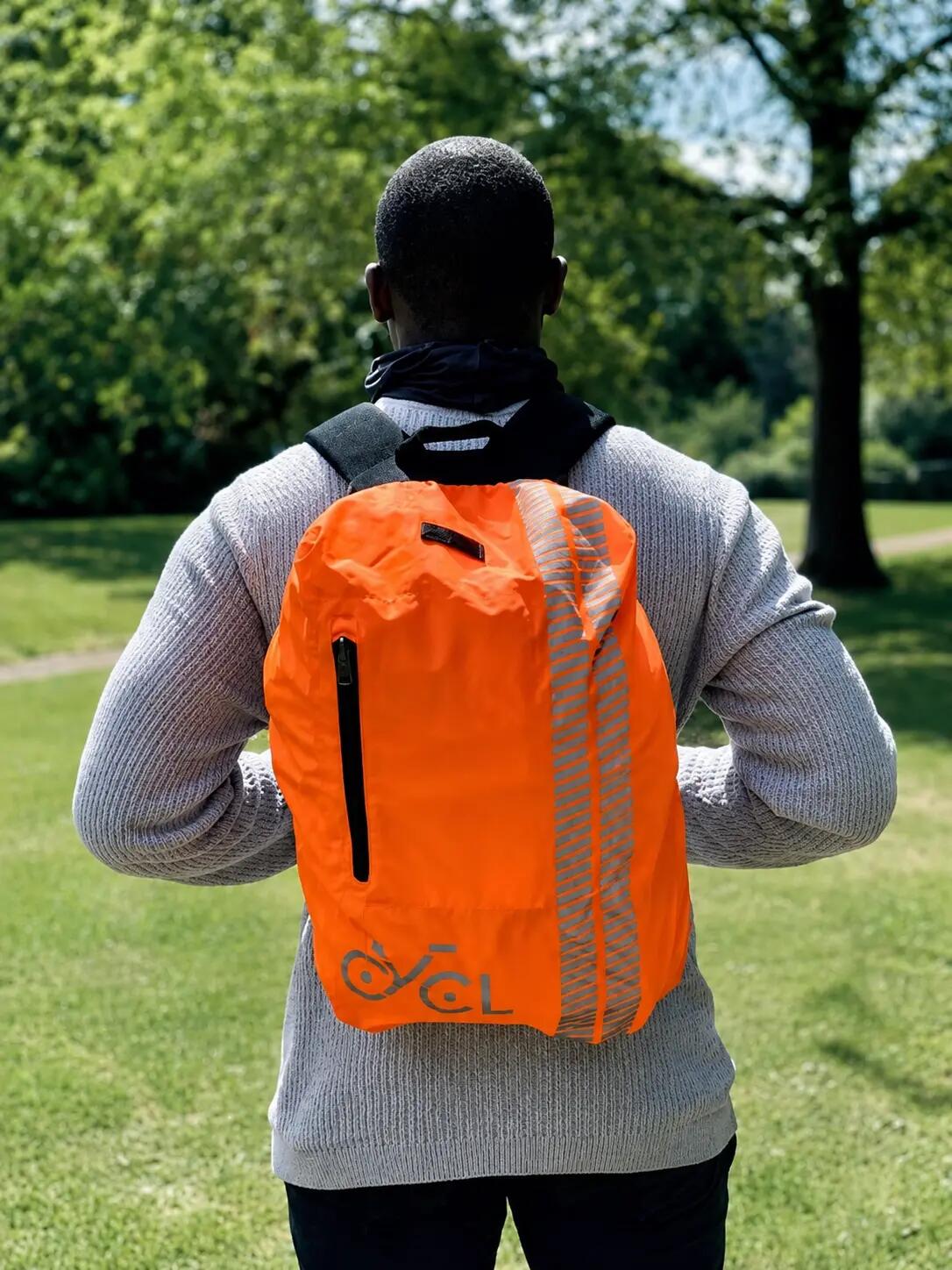 BAGCOVER Couvre-sac anti-pluie fluo/réfléchissantes - Orange 3/3