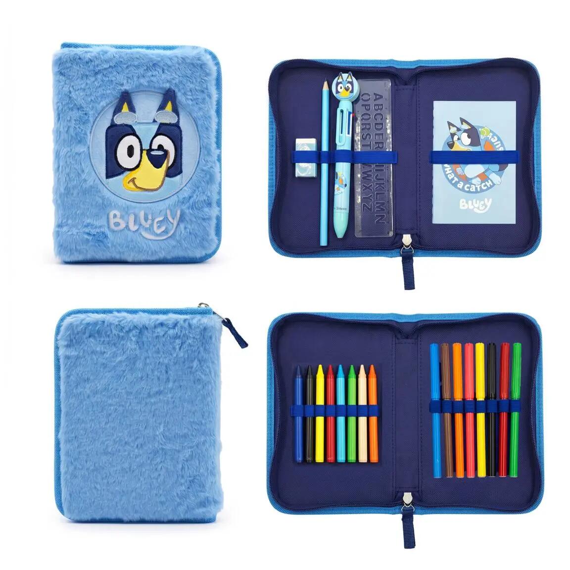 Astuccio triplo Blackfit8 Petals per bambini con 37 pezzi blu turchese 3/7