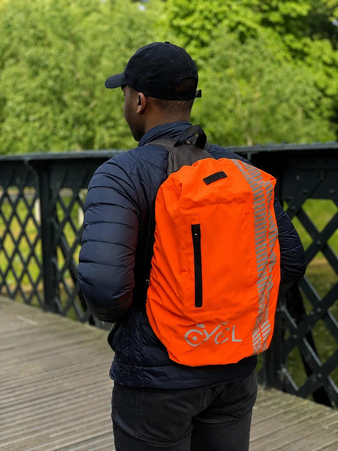 BAGCOVER Couvre-sac anti-pluie fluo/réfléchissantes - Orange 2/3