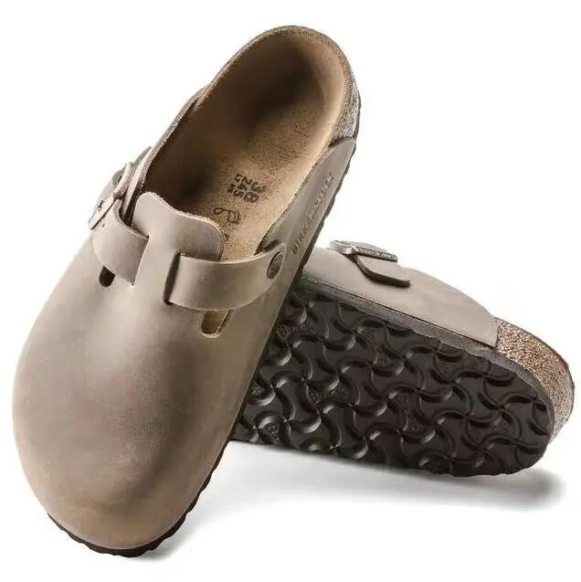 Sandalen Birkenstock Boston smal beige leer 6/7