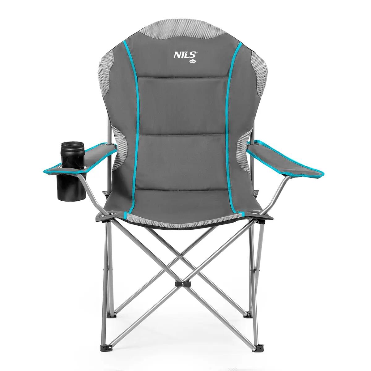 Fauteuil de camping pliable 130 kg avec accoudoirs réglables NILS CAMP NC3080 12/15