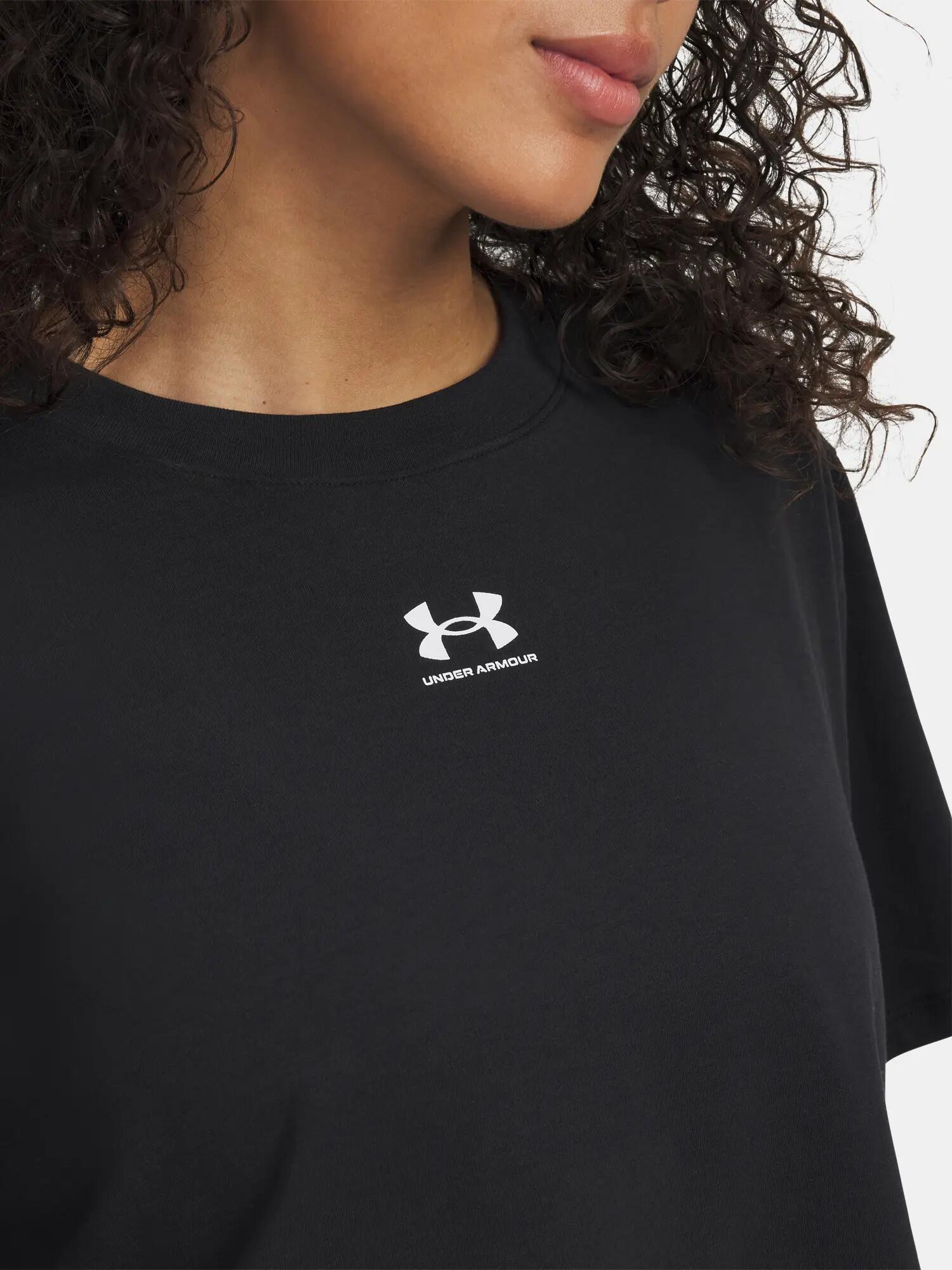 Koszulka treningowa damska Under Armour Rival Boxy Tee Solid black/white 3/3