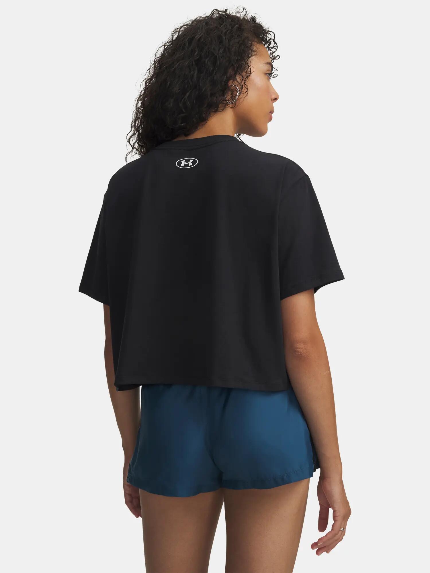 Koszulka treningowa damska Under Armour Rival Boxy Tee Solid black/white 2/3