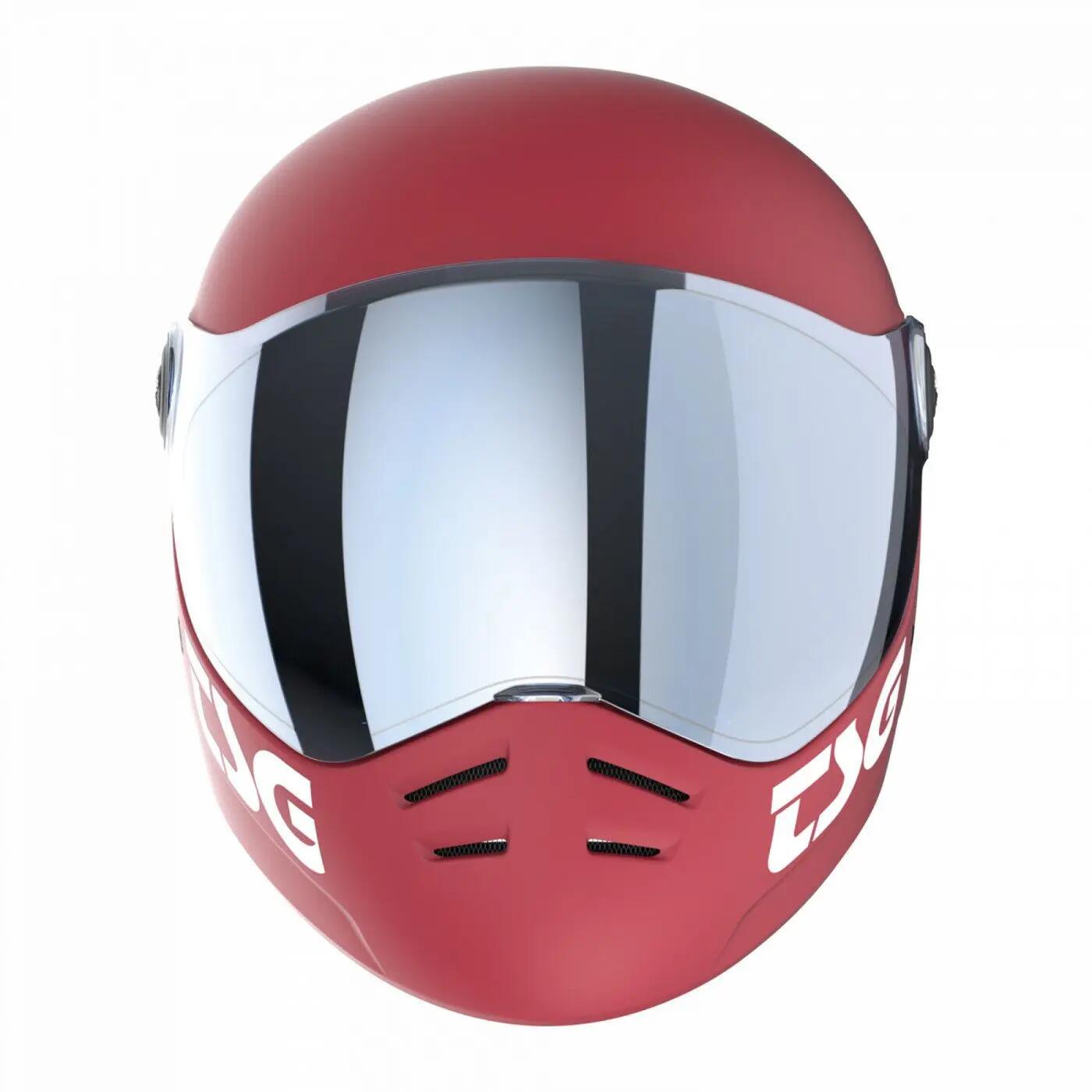 Schutz | Pass 2.0 einfarbiger Helm (+Bonusvisier) | Satinrote Farbe | Tsg 5/5