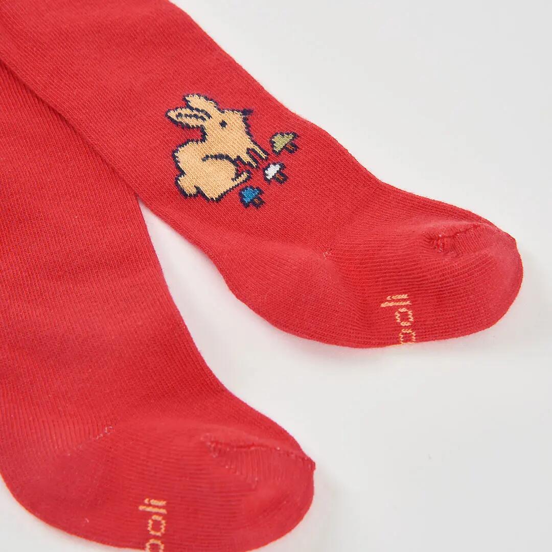 Leotardo rojo bebé estampado de conejo 2/2