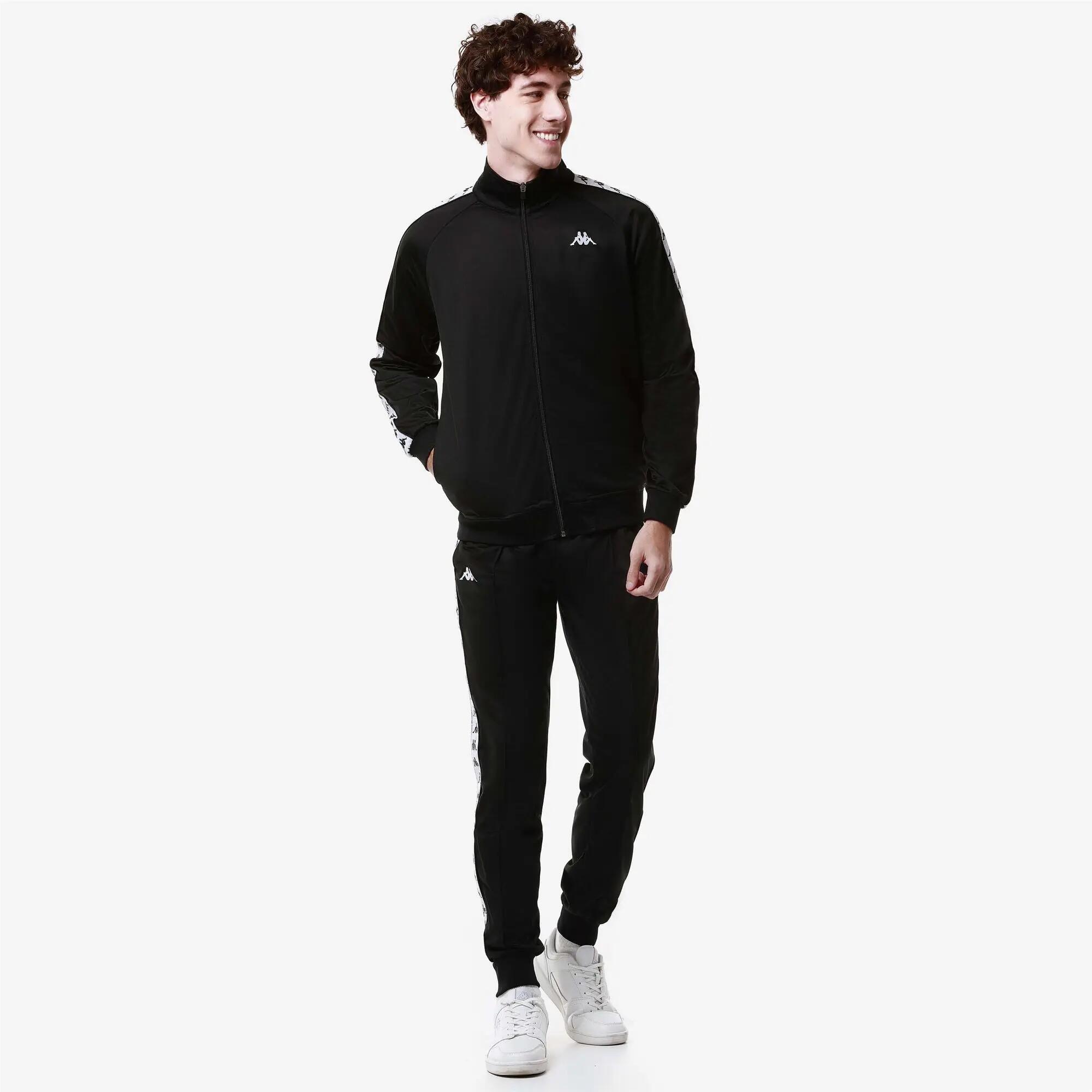 Felpa con zip da uomo in poliestere nero da streetwear sportivo 5/6