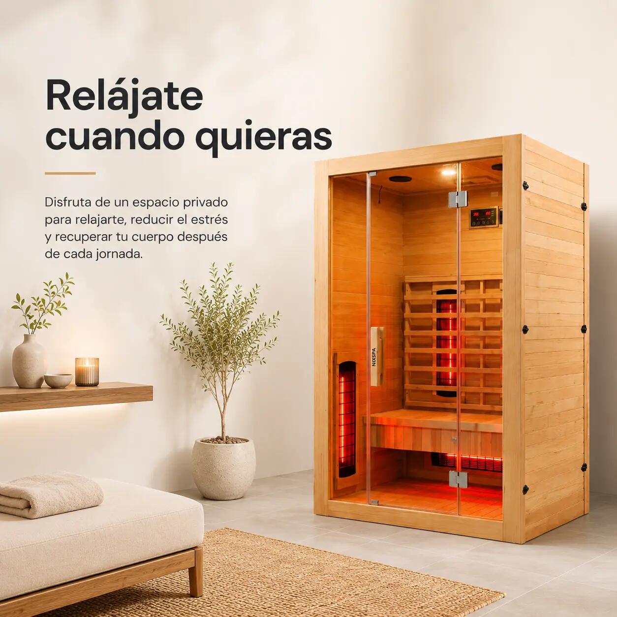 Sauna Infrarouge pour 2 Personnes avec 5 Panneaux, Bluetooth et Contrôle Digital 7/7