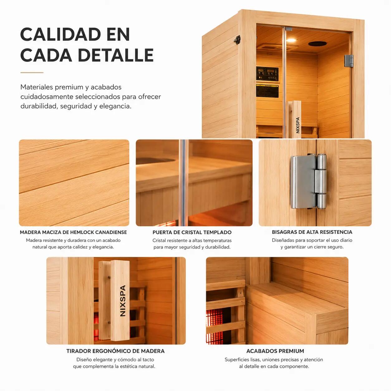 Sauna Infrarouge en Bois Massif pour Maison Individuelle avec 4 Panneaux et 5/7