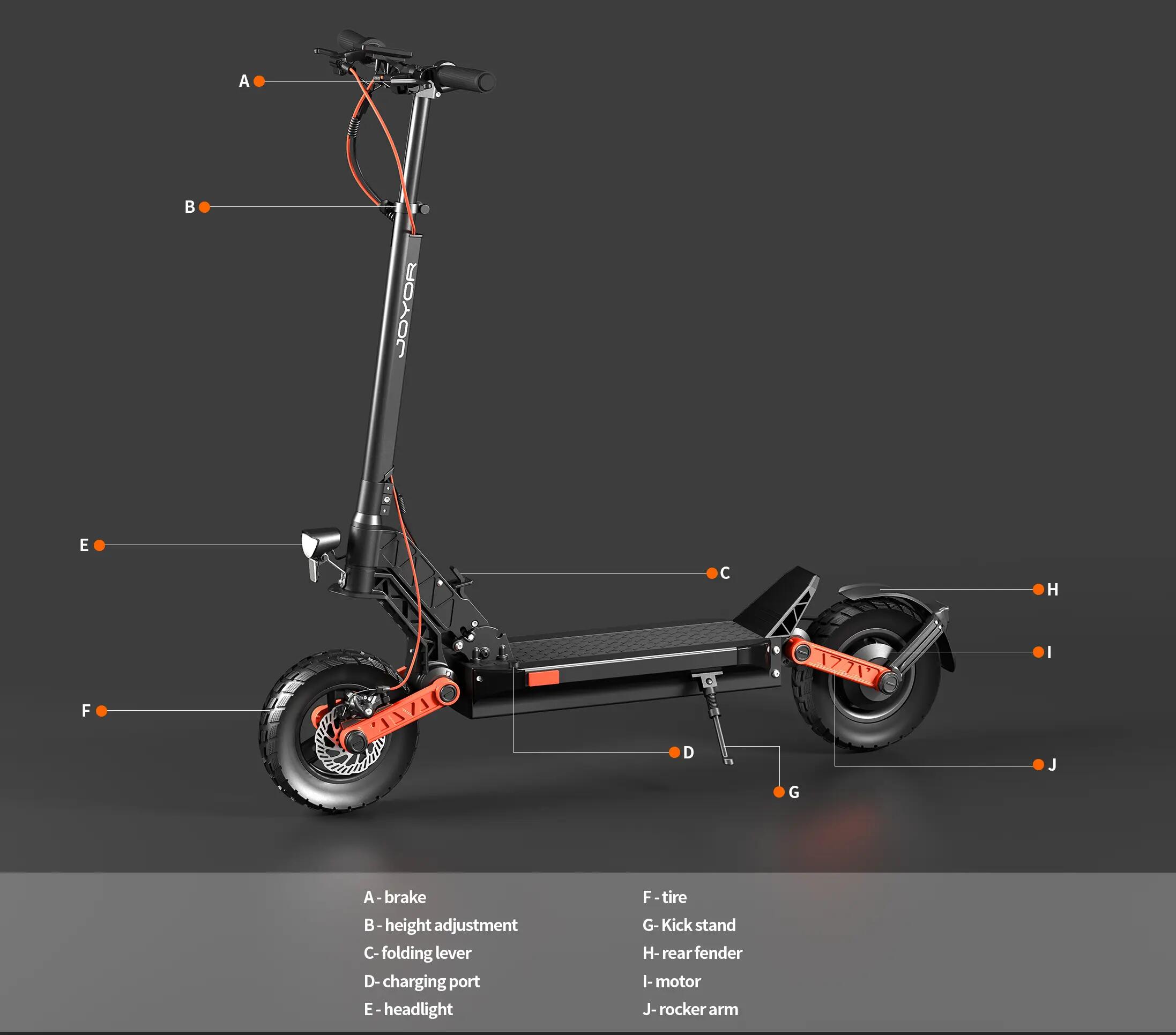 Patinete eléctrico plegable adulto JOYOR S5 ABE 500W 48V13Ah 10" 12/12