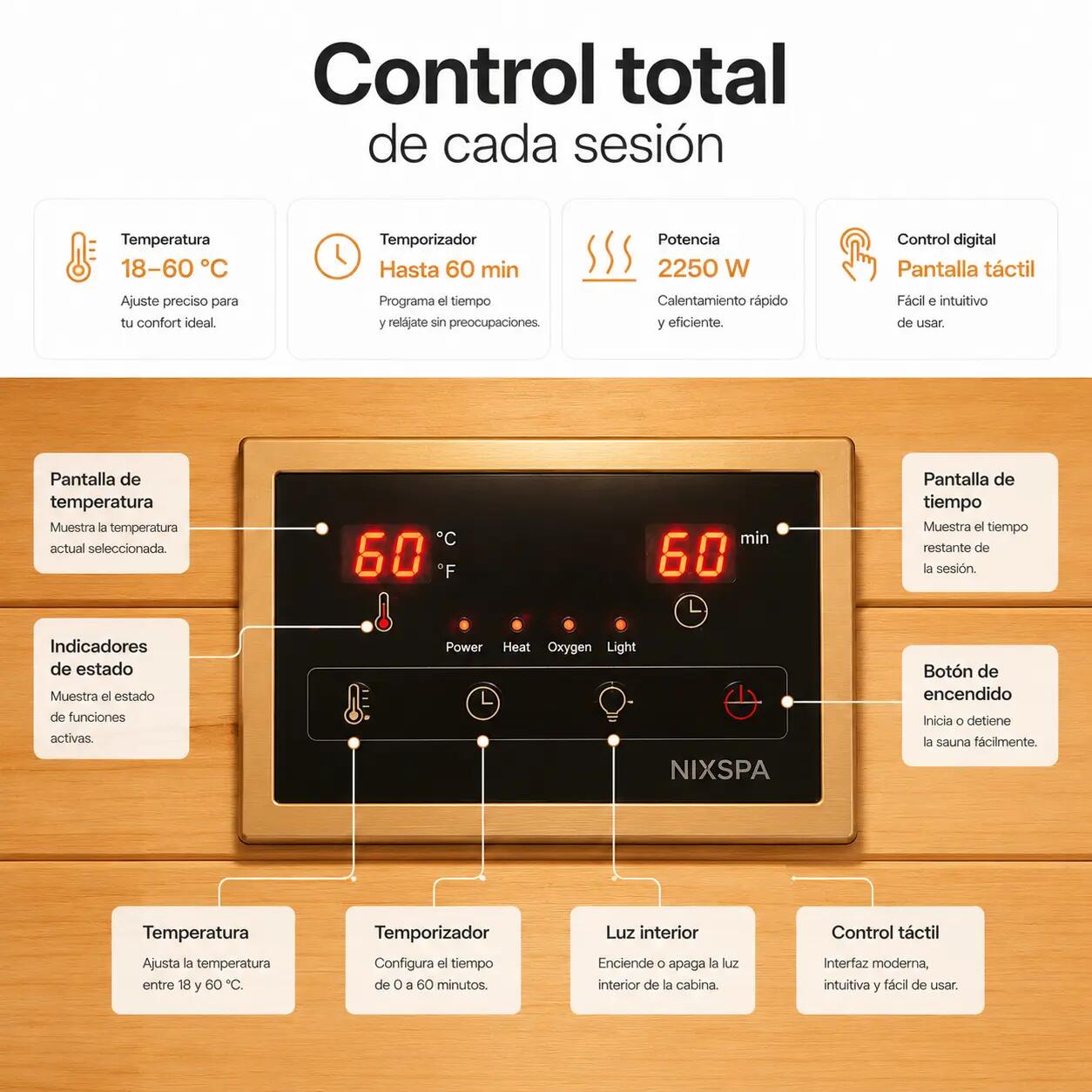 Sauna a infrarossi per casa 3 persone con 6 pannelli, Bluetooth e porta 4/7