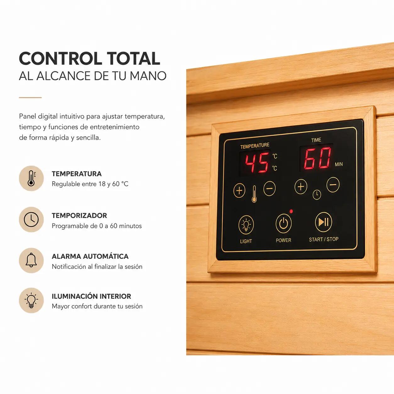 Sauna Infrarouge en Bois Massif pour Maison Individuelle avec 4 Panneaux et 4/7