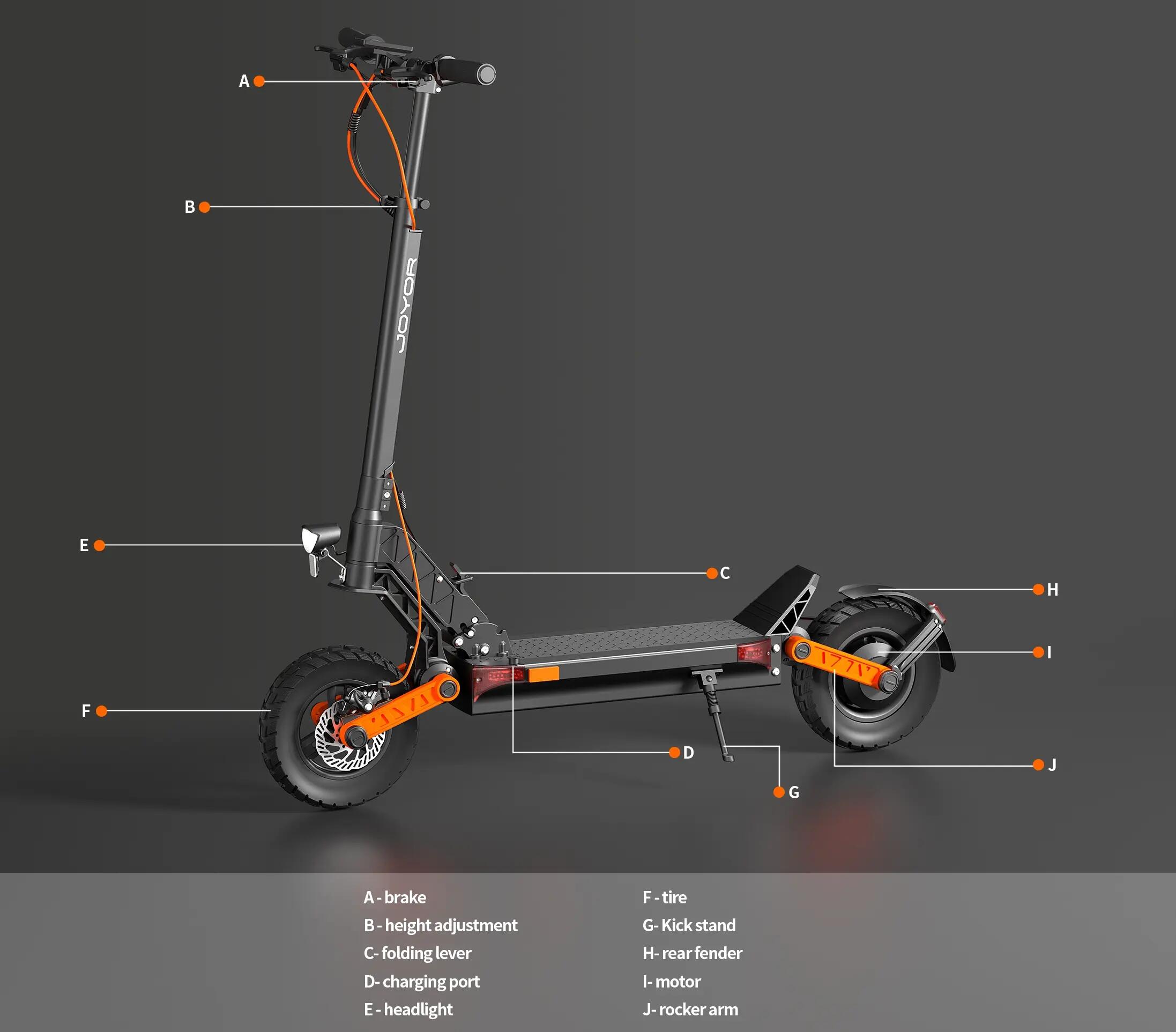 Patinete eléctrico plegable adulto JOYOR S5-Z 48V13Ah 10 pulgadas 10/12