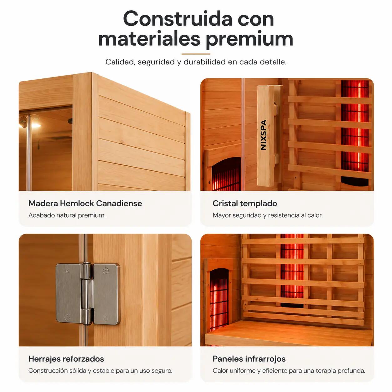 Sauna Infrarouge pour 2 Personnes avec 5 Panneaux, Bluetooth et Contrôle Digital 3/7