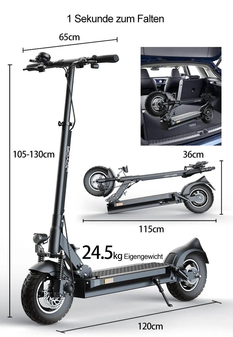 Patinete Eléctrico Plegable para Adultos JOYOR Y8-S ABE｜48V26Ah｜Neumáticos 10" 7/10