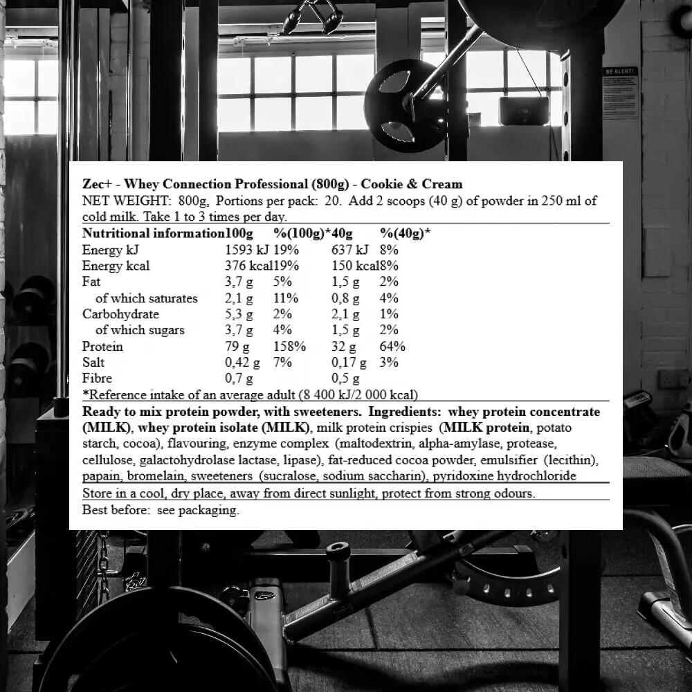 Zec+ Whey Connection Professional (800g) Cookie & Cream - Eiwitten 3/3
