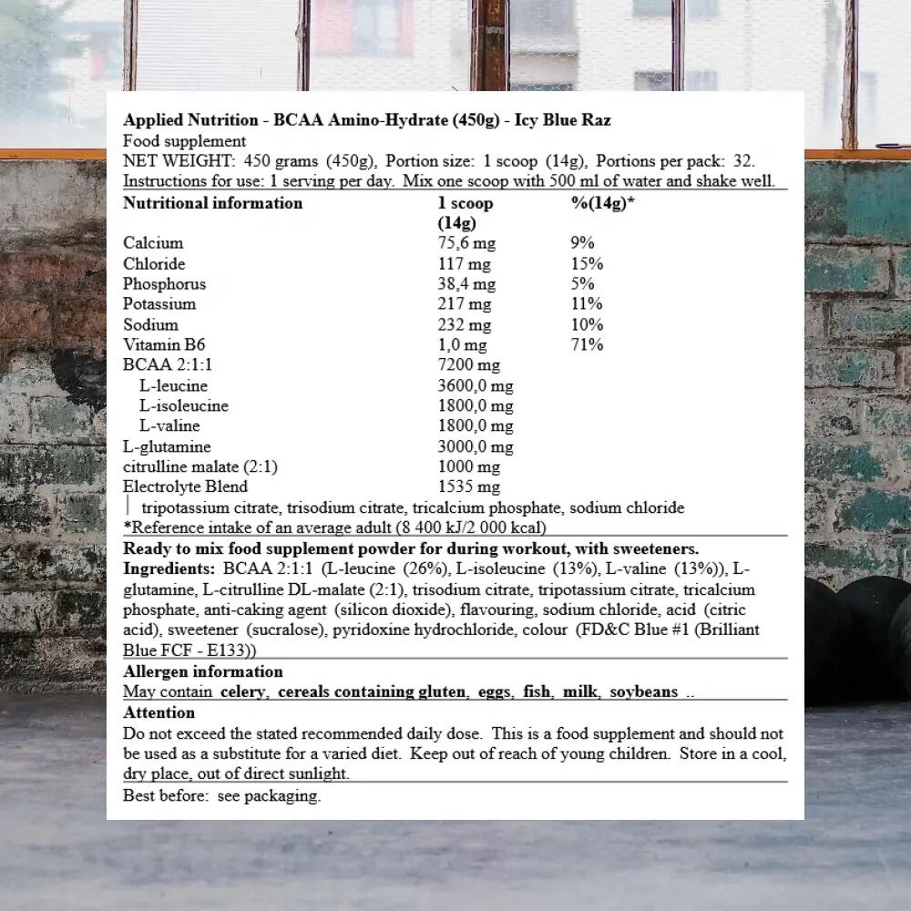 Applied Nutrition BCAA Amino-Hydrate (450g) Icy Blue Raz - Aminozuren - BCAA 3/3