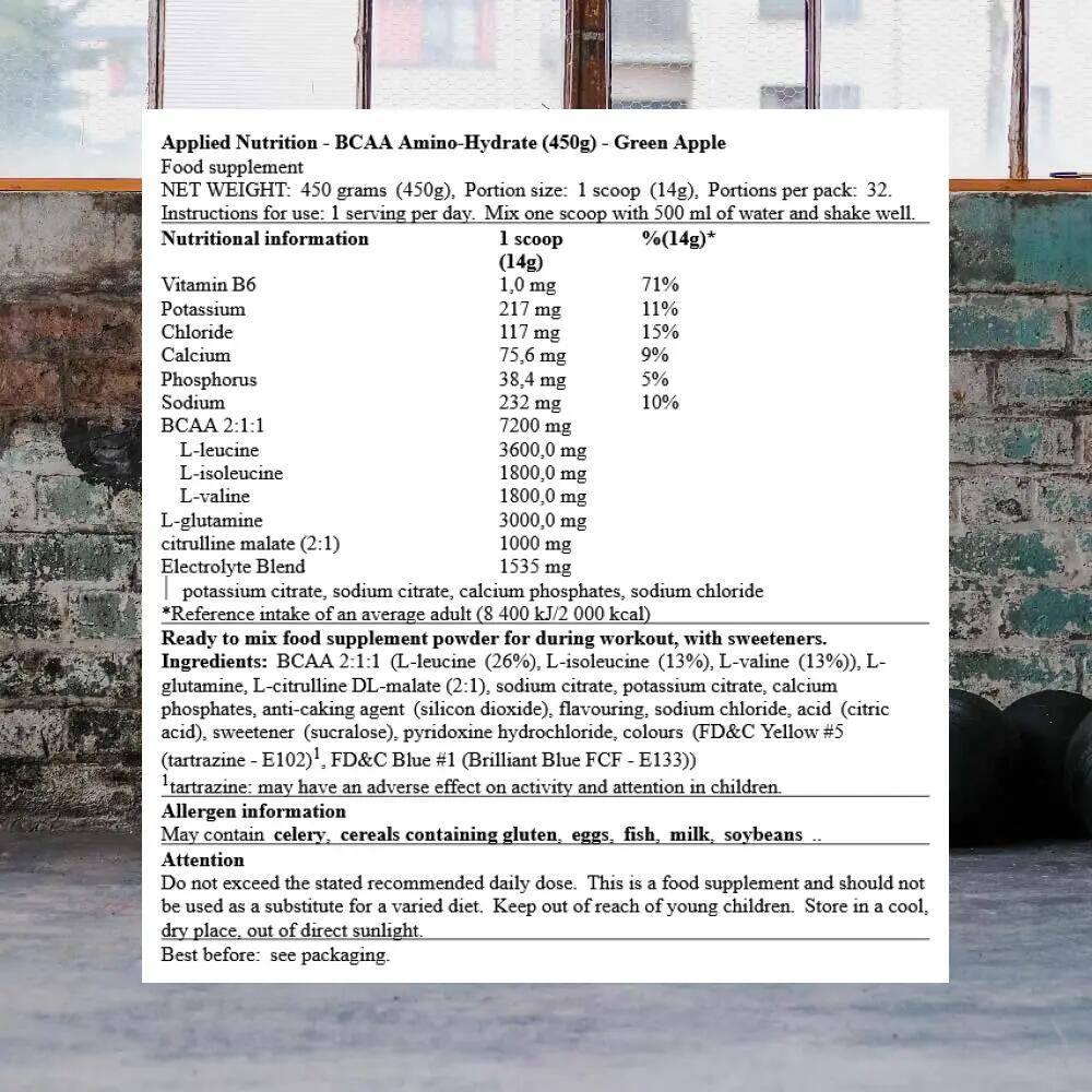 Applied Nutrition BCAA Amino-Hydrate (450g) Green Apple - Acides aminés - BCAA 3/3