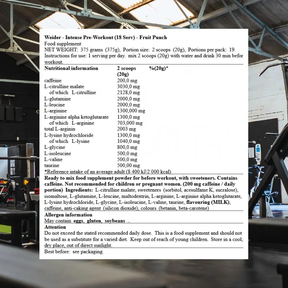 Weider - Pré-treino intenso 375 g - Pré-treino de alta potência 3/3