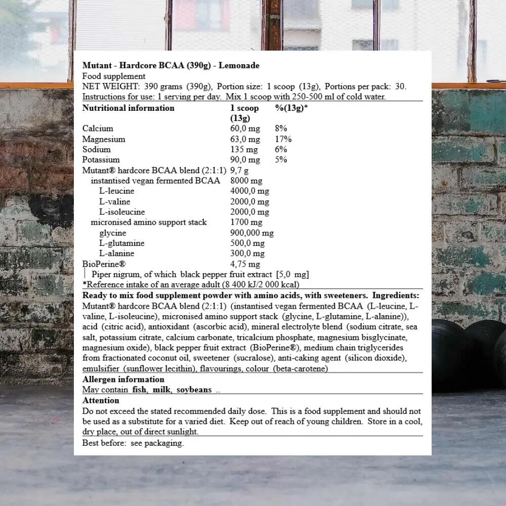 Mutant Hardcore BCAA (390g) Lemonade - Aminosäuren - BCAA 3/3