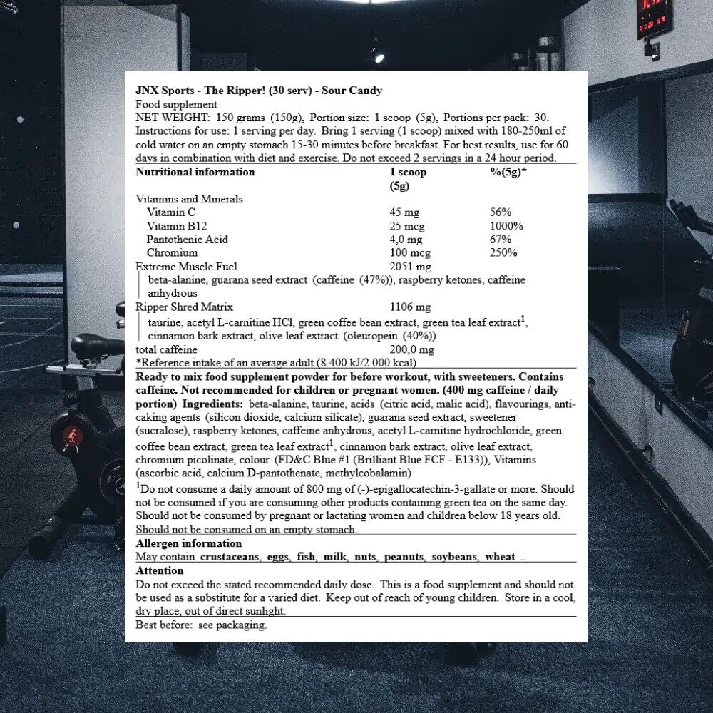 JNX Sports The Ripper! (30 serv) Sour Candy - Régime et gestion du poids 3/3