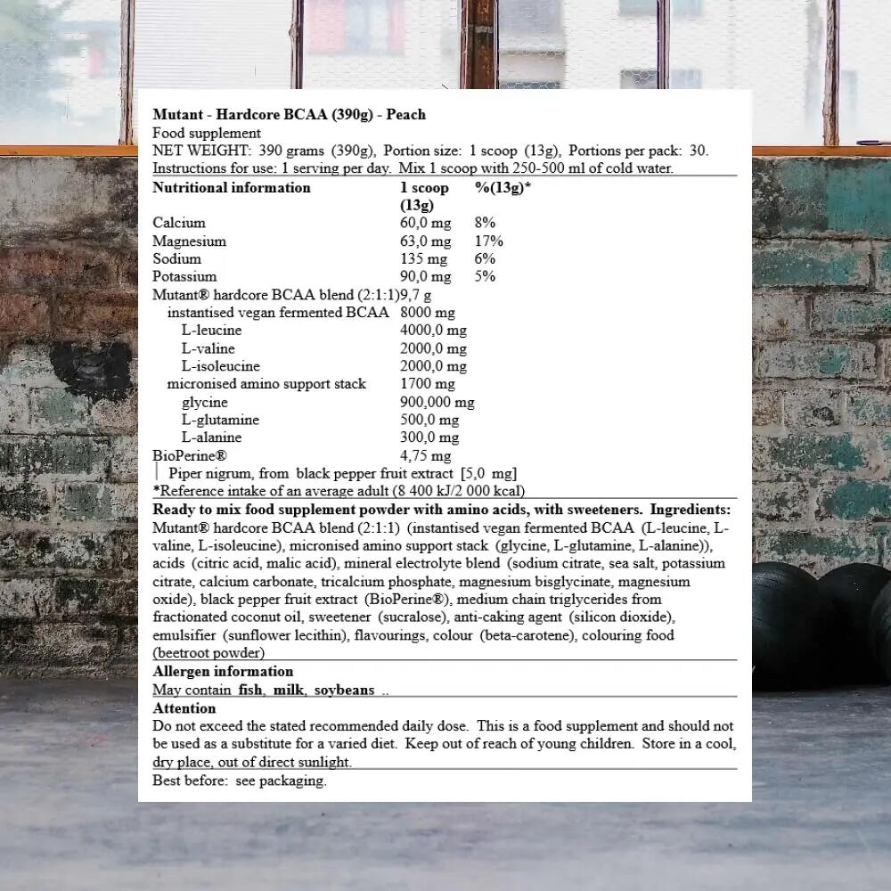 Mutant Hardcore BCAA (390g) Peach - Aminosäuren - BCAA 3/3
