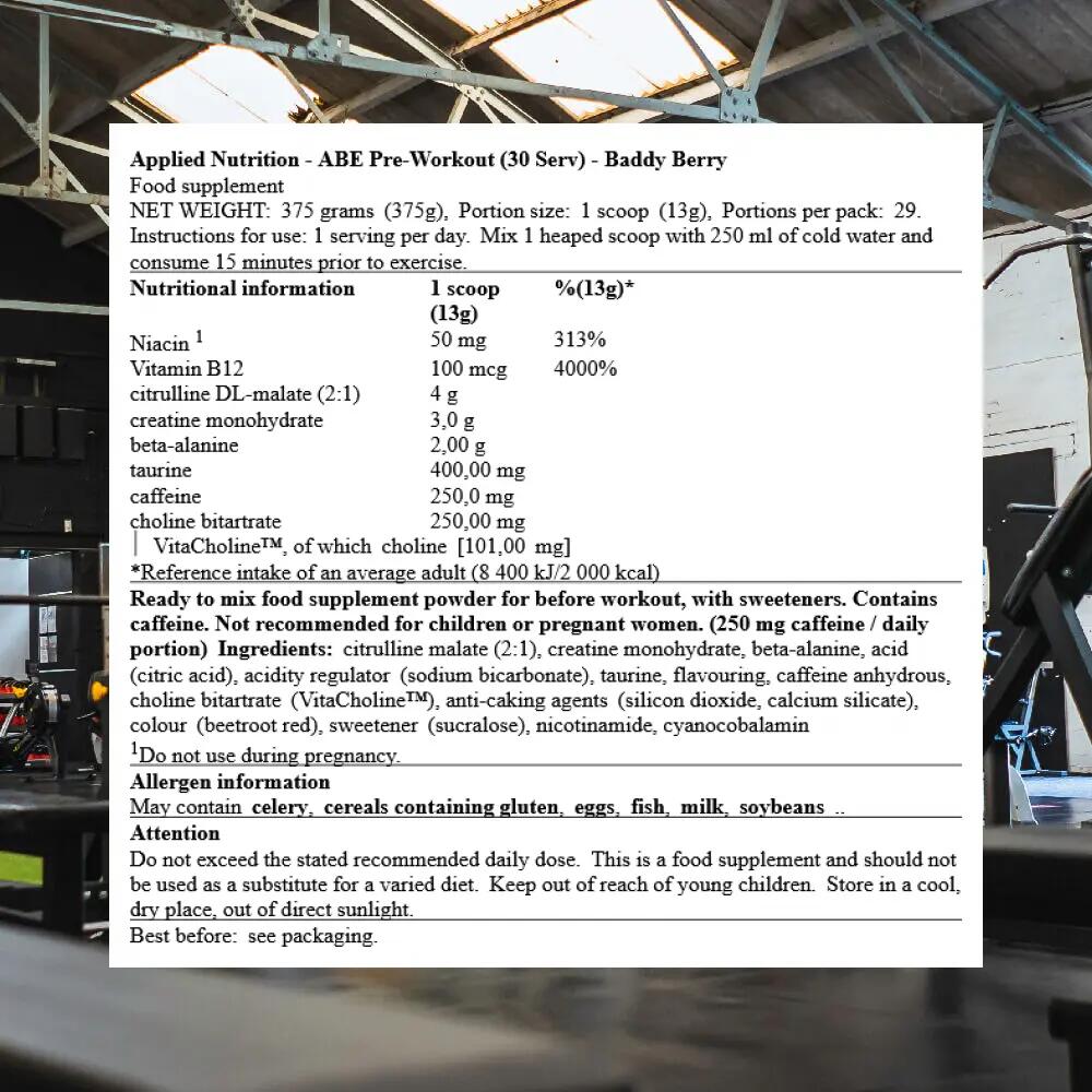 Applied Nutrition ABE Pre-Workout (30 Serv) Baddy Berry - Pre-Entrenamiento 3/3