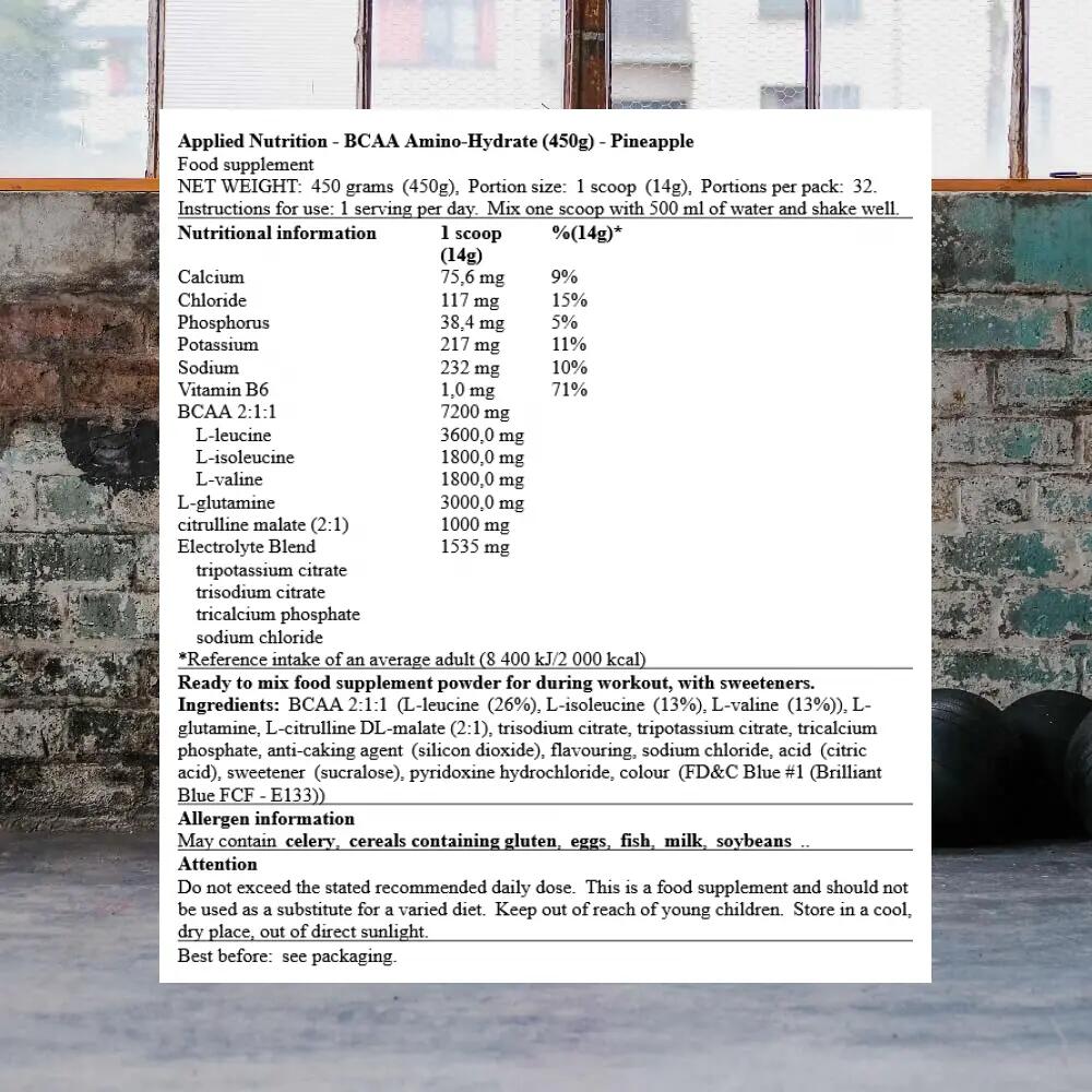 Applied Nutrition BCAA Amino-Hydrate (450g) Pineapple - Acides aminés - BCAA 3/3