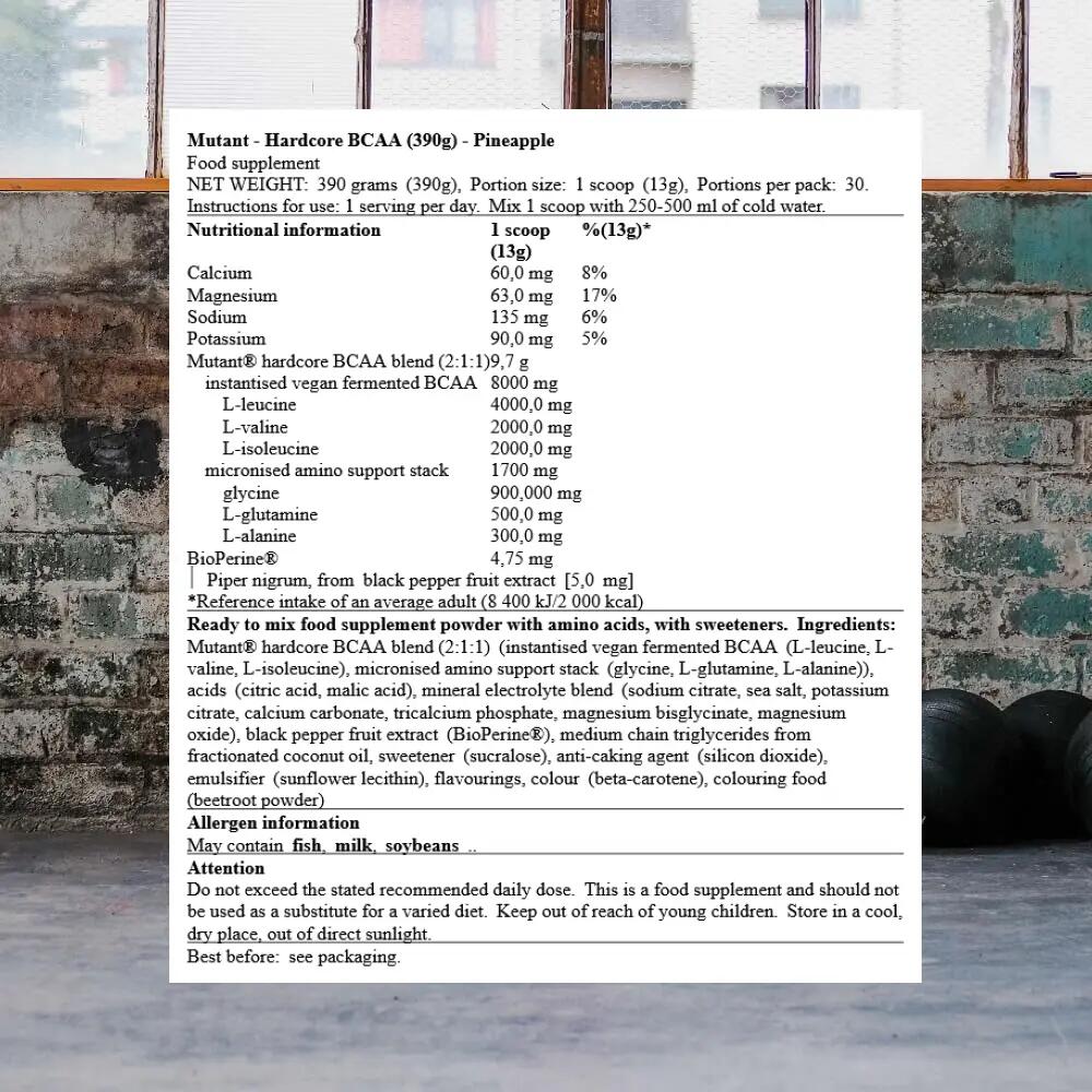 Mutant Hardcore BCAA (390g) Pineapple - Aminosäuren - BCAA 3/3