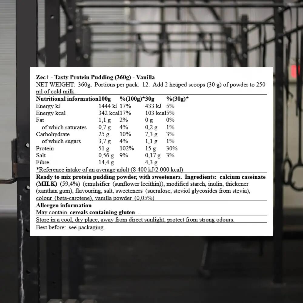 Zec+ Tasty Protein Pudding (360g) Vanilla - Funktionelle Lebensmittel 3/3