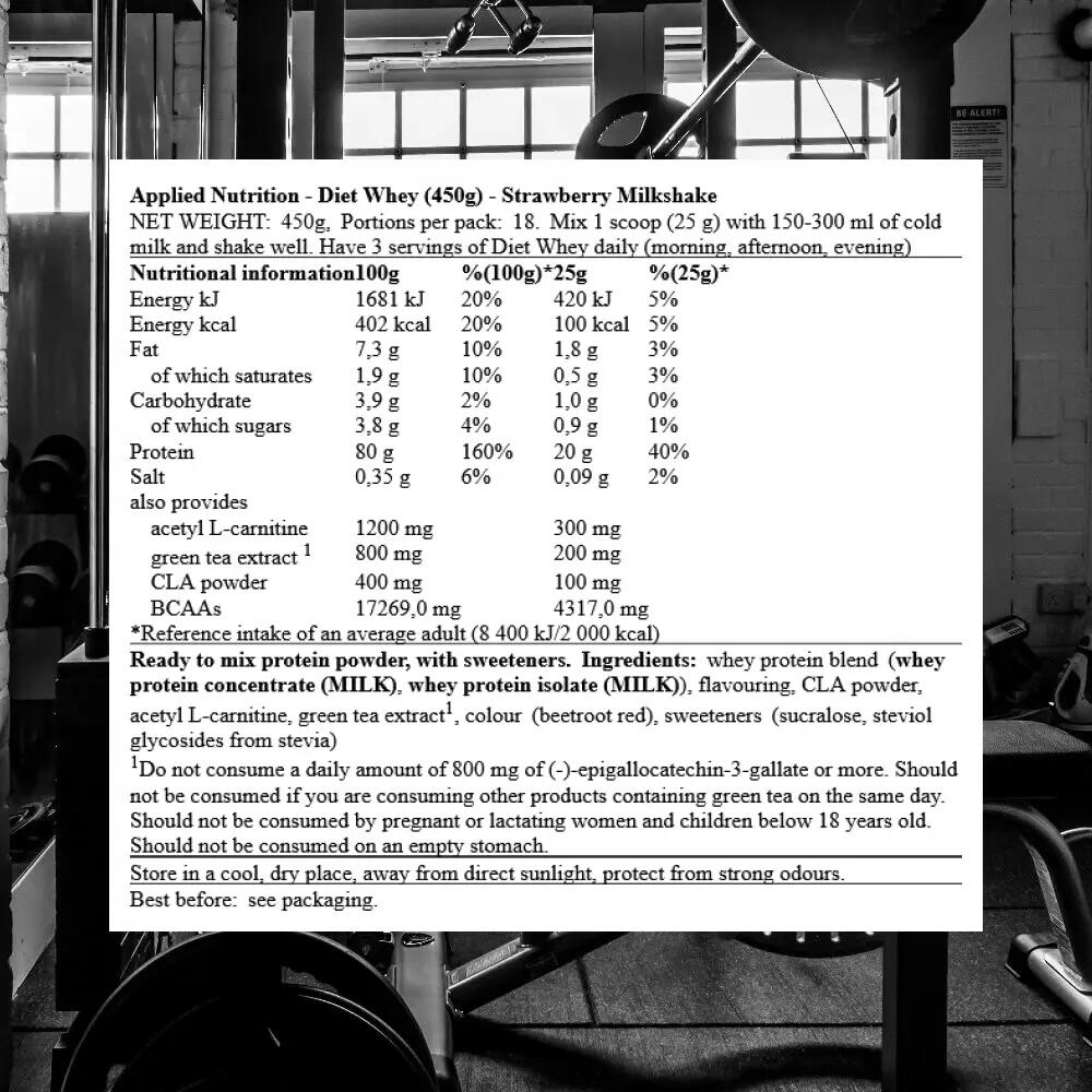 Applied Nutrition Diet Protein (450g) Strawberry Milkshake - Protéines 3/3