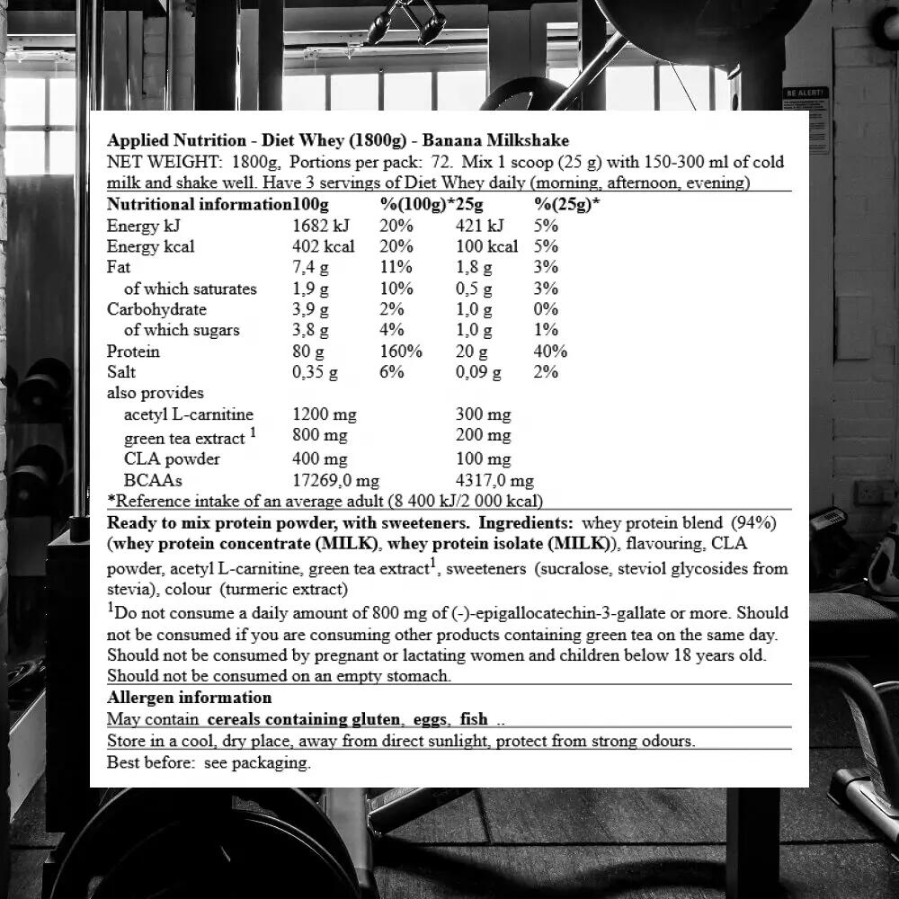 Applied Nutrition Diet Whey (1800g) Banana Milkshake - Eiweiße 3/3