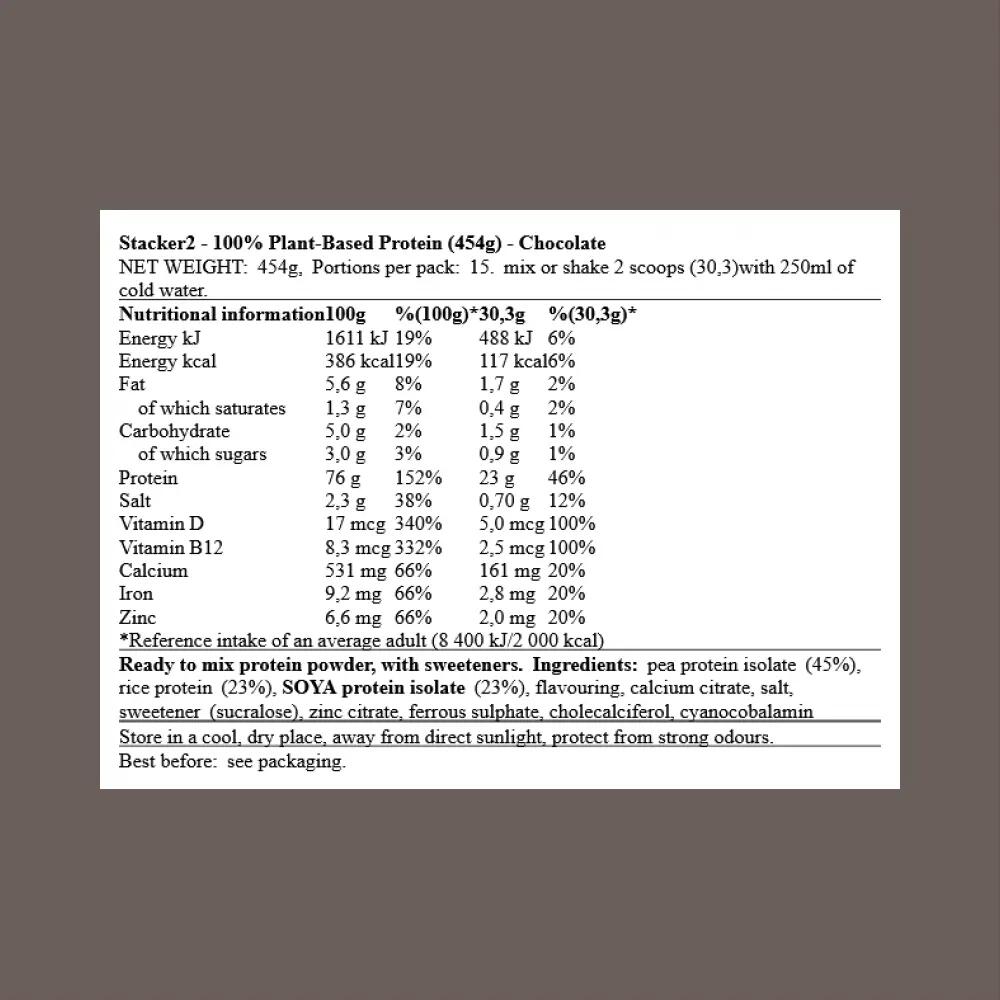 Stacker2 100% Plant-Based Protein (454g) Chocolate - Protéines 3/3