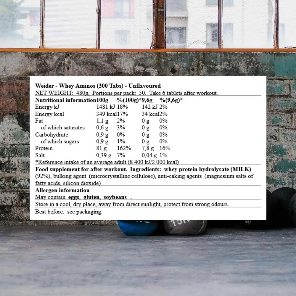 Białko Whey Aminos Weider 300 tabletek 3/5