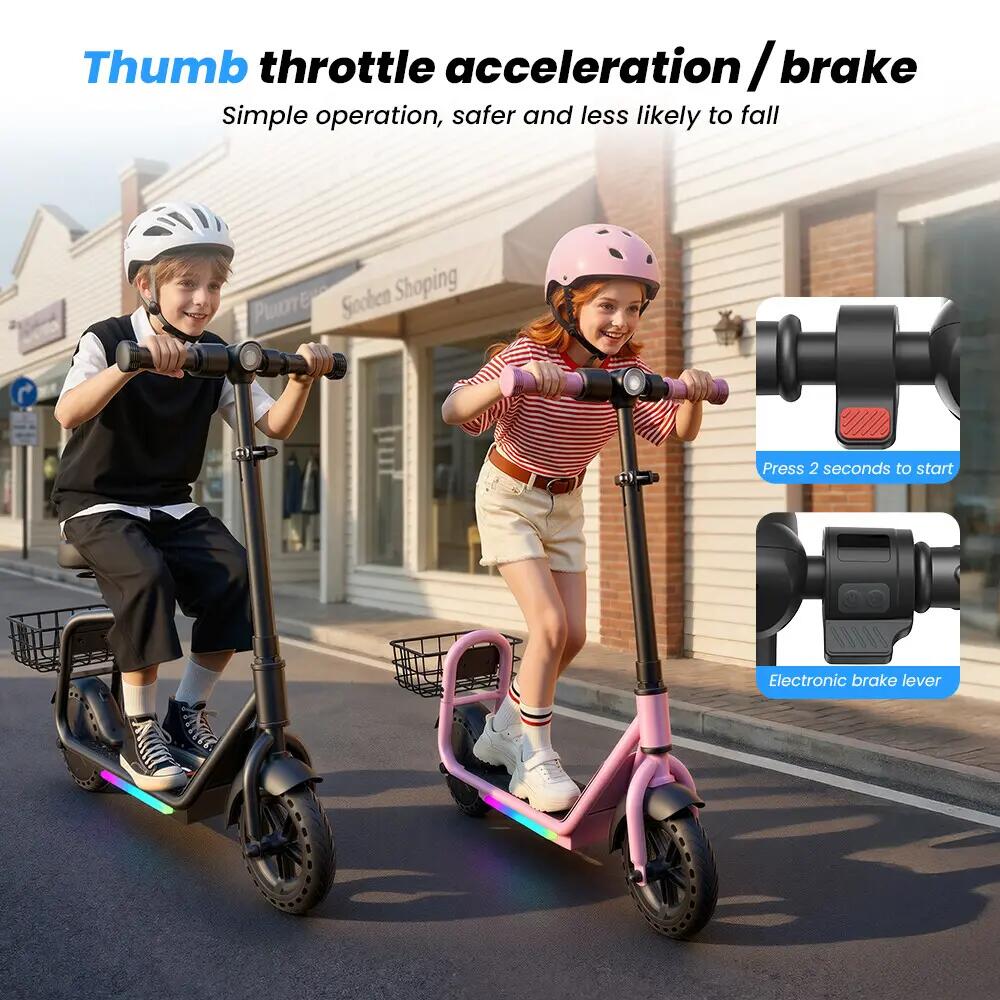 iScooter iK7 trotinete elétrica infantil 20 km/h, assento, cesto e aplicação 8/12